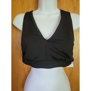 Lands’ End Medium 10/12 Black Solid Bikini Swim Top Halter Padded Bra S501